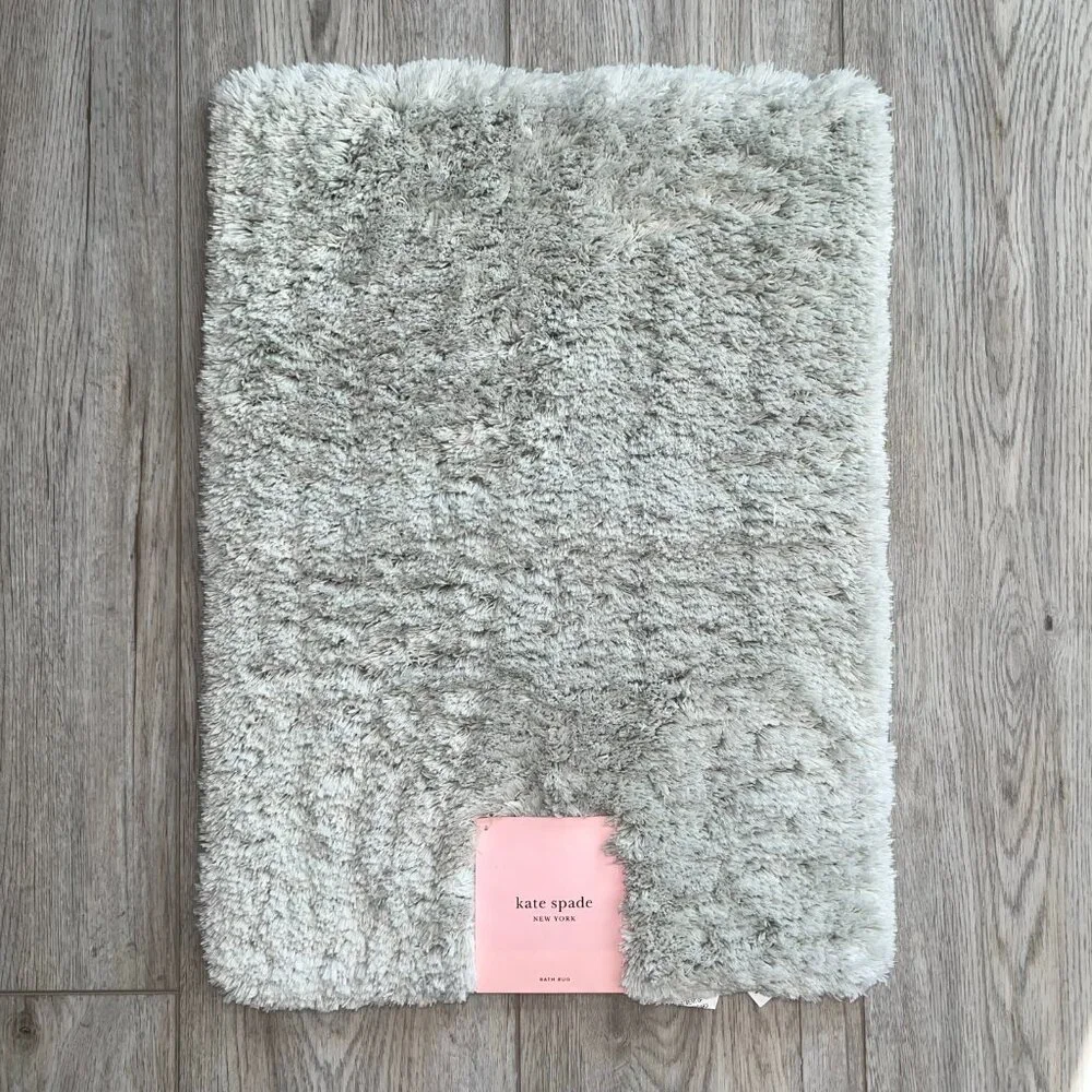 Kate Spade Gray 17 x 24 Bath Rug Mat Soft Fuzzy Plush Shower Non Slip Grey